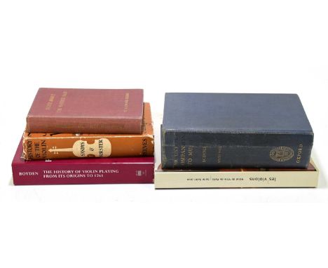 A collection of books relating to musical instruments including 'Le Violins Venetian Instruments, Paintings and Drawings', 'H
