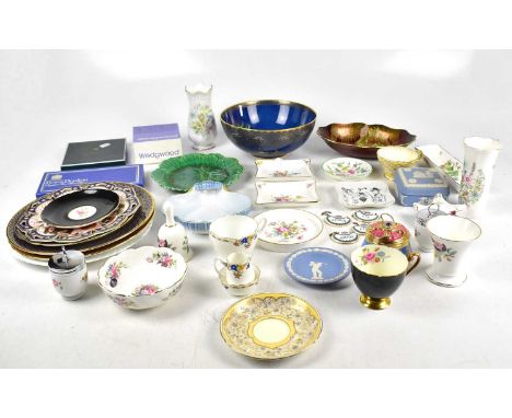 A collection of assorted ceramics to include Wedgwood jasperware, a Shelley teacup and saucer, a Carltonware bowl in the 'New
