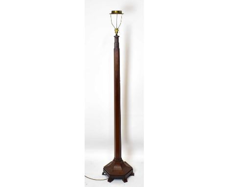 An Art Deco style standard lamp of hexagonal form.