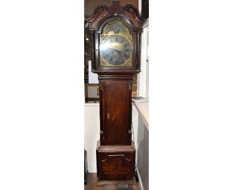 HENRY HIGGINBOTHAM, MACCLESFIELD; a late 18th century 30 hour longcase clock, the hood with broken swan neck pediment and wit