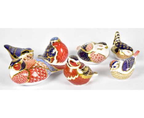 ROYAL CROWN DERBY; seven animal form paperweights, each modelled as birds, including pheasant, length 16.5cm, etc (7).Light w
