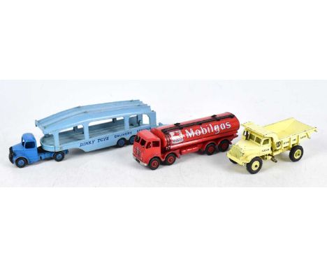 DINKY SUPER TOYS; three model vehicles comprising a Foden Lorry advertising Mobilgas, Pullmore Car Transporter number 582 and