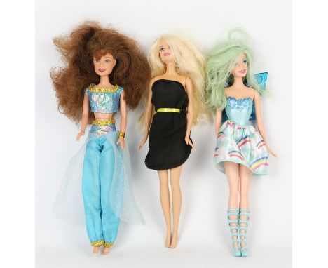 A large quantity of modern plastic jointed dolls including Mattel and many others. (one box)