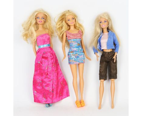 A large quantity of modern plastic jointed dolls including Mattel and many others. (one box)