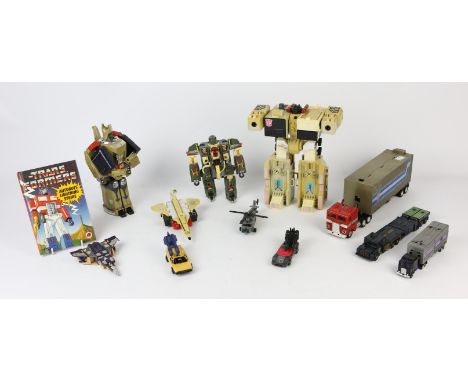 A collection of vintage Transformers by Hasbro and Takara, also including parts, accessories and similar items. (qty)