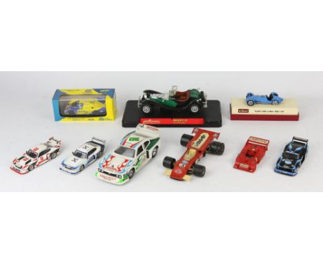 A quantity of scale model die-cast vehicles, mainly racing cars, C.1990, including; Gama, Vitese, Solido, Dinky, Corgi and ma