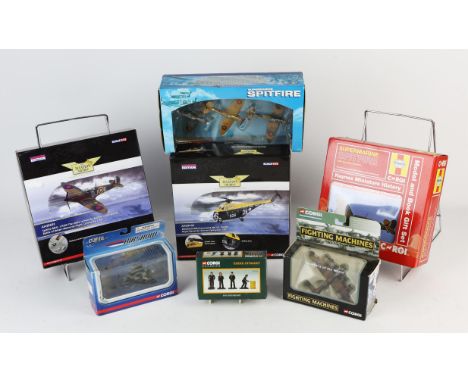 A quantity of modern die-cast models including,  Corgi Aviation archive Spitfire mark 2, corgi helicopter, Atlas Editions air