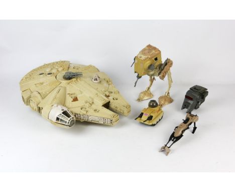Twenty three vintage Star Wars figures, four similar figures, a Star Wars Millennium Falcon, a Star Wars MLC-3 Mini Rig, a St
