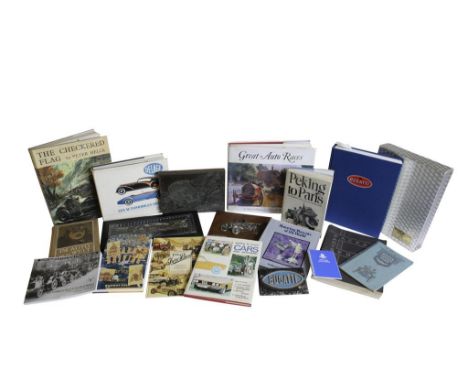 'BUGATTI MAGNUM' BY HUGH CONWAY (with an engine turned pattern slip case) together with other motoring publications, includin