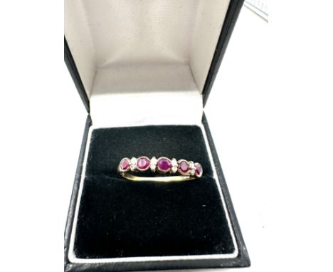 9ct gold diamond &amp; ruby ring weight 1.8 