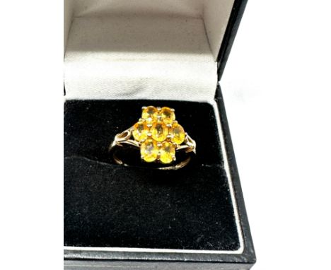 9ct gold yellow sapphire seven stone ring (2.2g) 