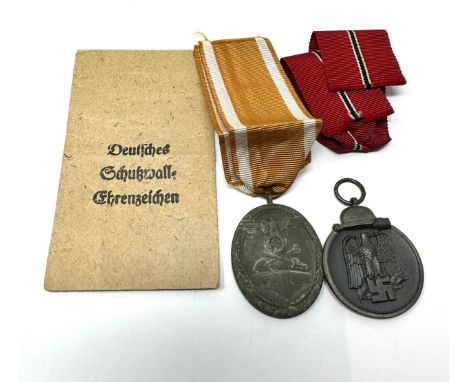 2 ww2 German medals inc west wall with packet & eastern front ring stamp No5 