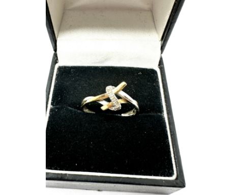 9ct white &amp; yellow gold diamond knot ring (1.3g) 