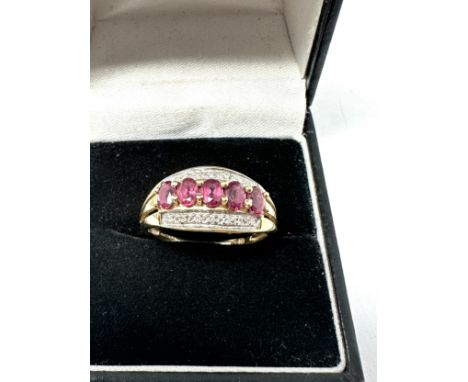 9ct gold diamond &amp; garnet dress ring (2.3g) 