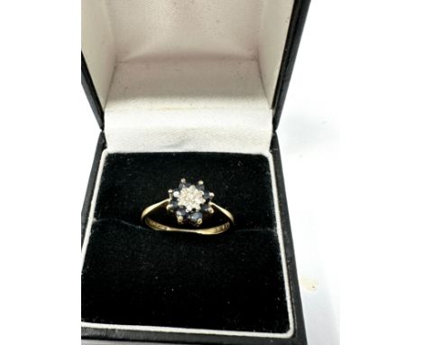 9ct gold diamond &amp; sapphire cluster ring (1.8g) 