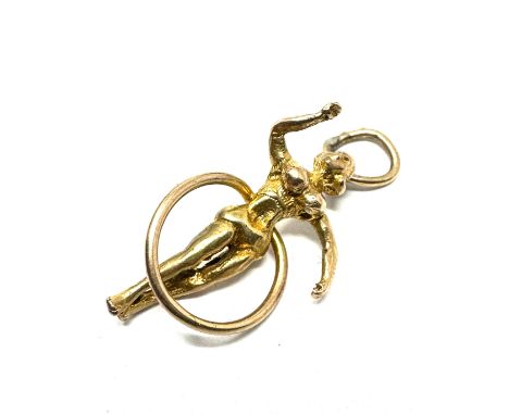 Vintage 9ct gold dancing hula hoop girl  charm weight 1.8 g 