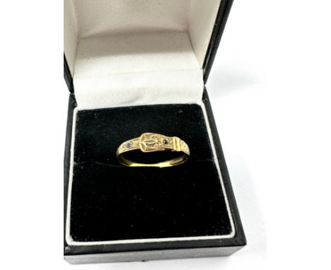 9ct gold sapphire buckle ring (1g) 