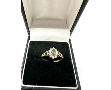 9ct gold topaz &amp; clear stone  ring (1.2g) 