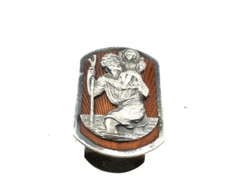 Vintage silver &amp; enamel st christopher clip Birmingham silver hallmarks measures approx 3.9cm by 2.8cm 