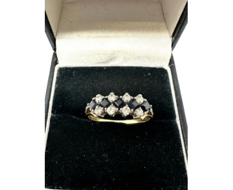 9ct gold sapphire &amp; clear stone dress ring (1.5g) 