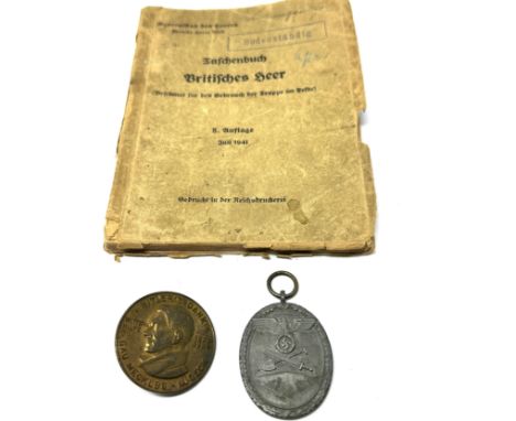 German ww2 lot includes westwall medal gau badge &amp; 141 book of british army book 