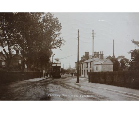 Postcards of Hampshire including the General Post Office at Aldershot, Fork Roads in Kingsworthy, Bridge Street at Andover, S