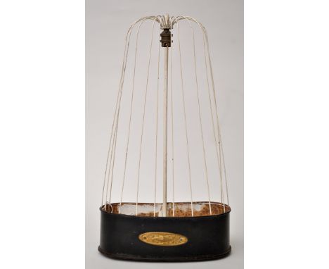 "Bird Cage Lamp" - metal and wirework wall hanging, wired for electricity, 59cms (23 1/4in.) high.