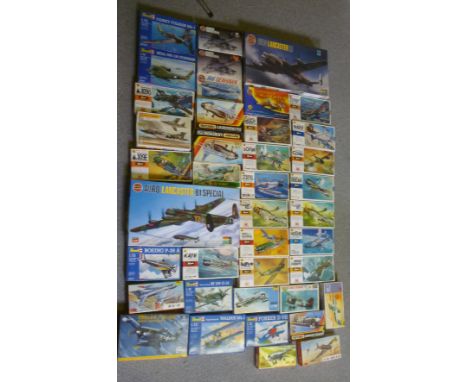 Forty one plastic model kits by Airfix Revell and others, mainly aeroplanes, unused, and a Convair B36D 1/72 scale vacuum for