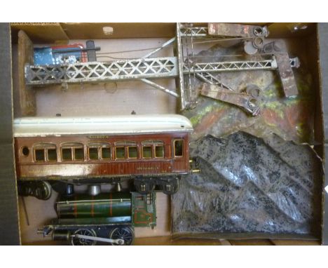 Marklin Gauge 1 clockwork 0-4-0 locomotive, tender missing, finished in green/red lining, 981 to cab, a Marklin G1 Mitropa Sp