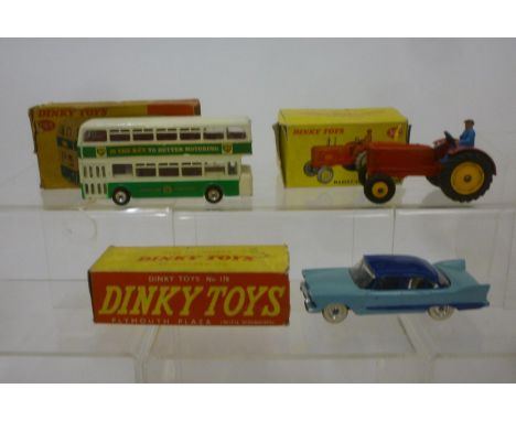 293 Leyland Atlantea Bus, box AF, G, 178 Plymouth Plaza, two tone blue, box AF, 300 Massey-Harris Tractor, box AF (3) (Est. p