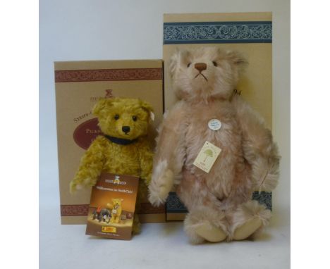 Two Steiff replica bears, Teddy bear 1927 Rose 1948 (1994), 18" high, and Picknick-Bar 1997 Goldblond 34, 13" high, both boxe