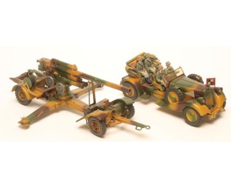 A German Second World War army staff car and mobile gun by Tipp & Co., the car clockwork powered with battery powered electri