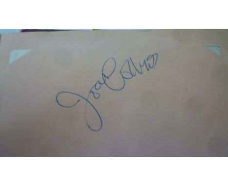 An album of autographs comprising theatrical and sporting celebrities including Joan Collins, Tommy Trinder, Wilfred Pickles 
