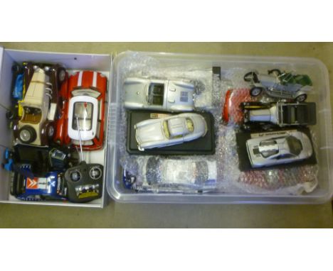 Various mainly larger scale car models comprising five Maisto, eight Burago, three Franklyn Mint and eight others, no boxes, 