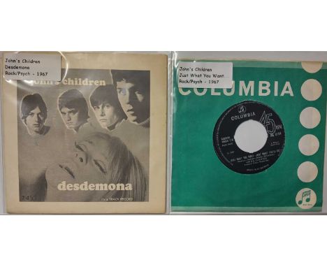 JOHN'S CHILDREN - UK 7" RELEASES. Wicked pack of 2 x early UK 7" rarities from John's Children. Titles are Desdemona (origina
