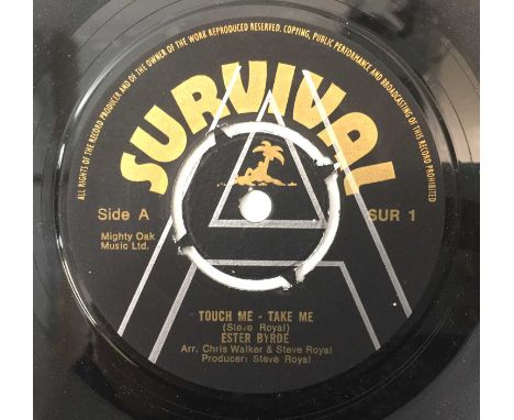 ESTER BYRDE/ THE SOLID GOLD ORCHESTRA - TOUCH ME TAKE ME/ TRACKS OF LOVE 7" (UK DEMO - SURVIVAL - SUR 1). A rare double-sided