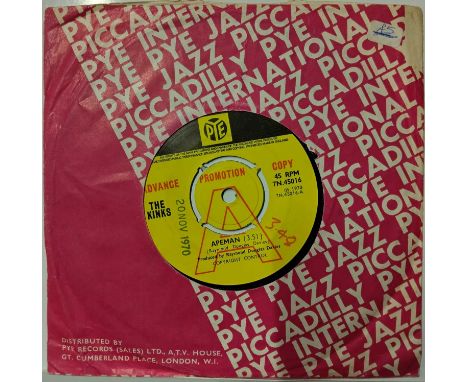 THE KINKS - APEMAN 7" (DEMO - 7N.45016). A demo copy of The Kinks - Apeman (7N.45016, demo). The record is in Ex condition wi