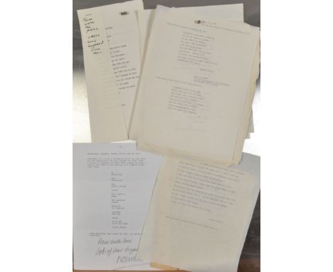 A large amount of hand typed poetry by various authors including a draft of WS Graham's unfinished work "Dream of Crete" sign