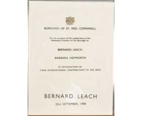 BERNARD LEACH & BARBARA HEPWORTH
The two publications celebrating their freedom of St. Ives
Slip cover