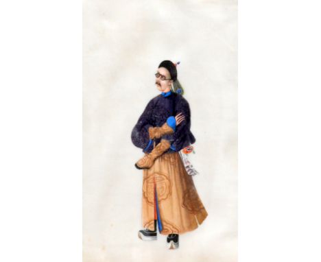 Chinese School 
Full length portrait of a bespectacled dignitary 
On rice paper
26 x 15cm 