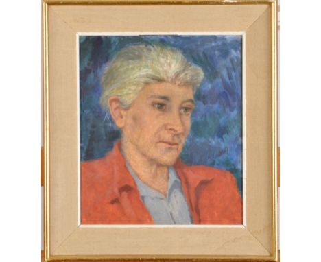 ALETHEA GARSTIN
Lady Vyvyan, a head and shoulders portrait
Oil on board
A second portrait of a lady with a striped blouse to 