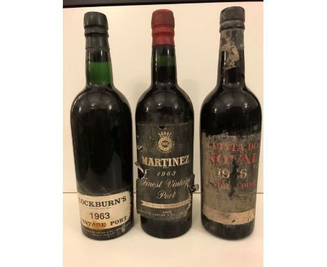 Cockburn's Vintage Port 1963, one bottle; Martinez 1963, one bottle, and Quinta do Noval 1966 (together 3 bottles)  