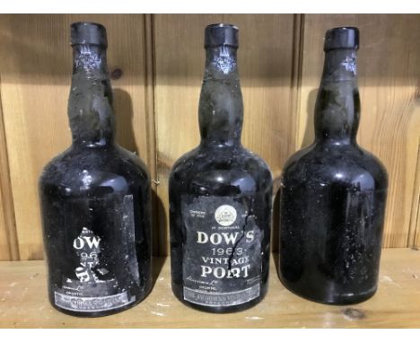Dow's 1963 vintage port, Danish bottled (Carl Jacobsen), labels missing, most levels in neck, 10 bottles  
