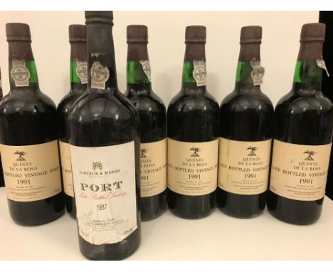 Quinta de la Rosa LBV port 1991, 6 bottles; Dow's Fine Ruby port, 6 bottles; another bottle - Fortnum & Mason LBV 1987; (toge