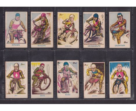 Trade cards, Donaldson, Sports Favourites, 26 cards numbered between 400 & 441, all Speedway subjects (a few irregularly cut,