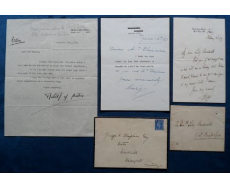 Autographs, Royalty, 3 Royalty signed letters, inc. In Memorium sympathy note from Princess Mary, Countess of Harewood, daugh