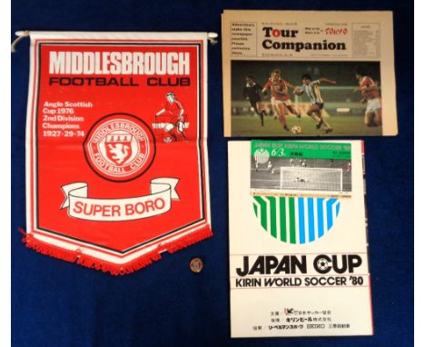 Football programme & tickets, Kirin World Soccer Cup, 1980 played in Tokyo, Japan, featuring eventual winners Middlesborough 