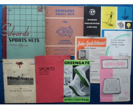 Ephemera, Sporting Goods Catalogues, 8 catalogues to include Edwards Sports Nets 1951 and 65, Grocer Sports Equipment and Gam