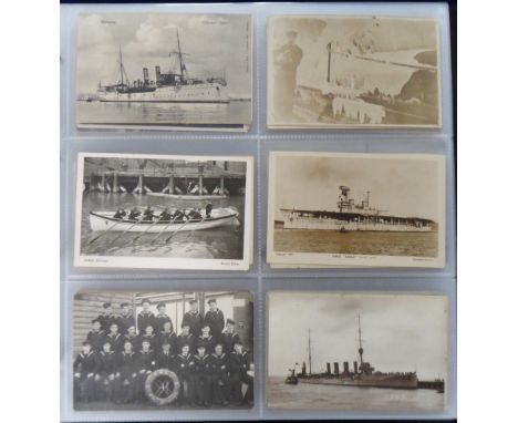 Postcards, Shipping, a good naval shipping collection in modern album approx. 220 cards, with many RPs inc. Gladiator disaste