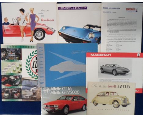 Motoring, a collection of 60+ vehicle brochures dating from the 1920s (1) to the 1990s to include Aston Martin, Jensen-Healey